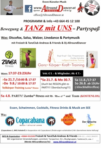 Copacabana  Rückseite TANZ mit UNS vom 21.7. - 2.Dez.2012 www.AllroundDancer.at Lokale und Termine